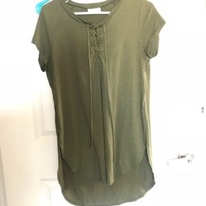 Green mid thigh length top